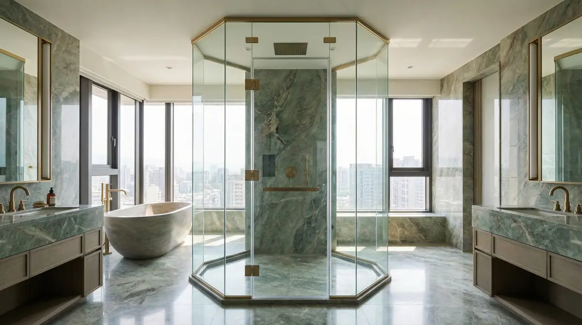 台北淋浴拉門安裝行情 2026:一次看懂費用、材質、施工差異(含最新市場價格表) 6 台北特殊規格T型淋浴門安裝範例 - 雙潢浴門